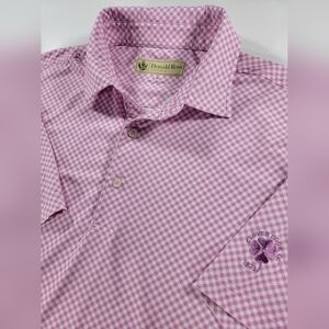 Donald Ross Sport Golf Polo Shirt Clovernook CC Purple White Check Mens Medium
